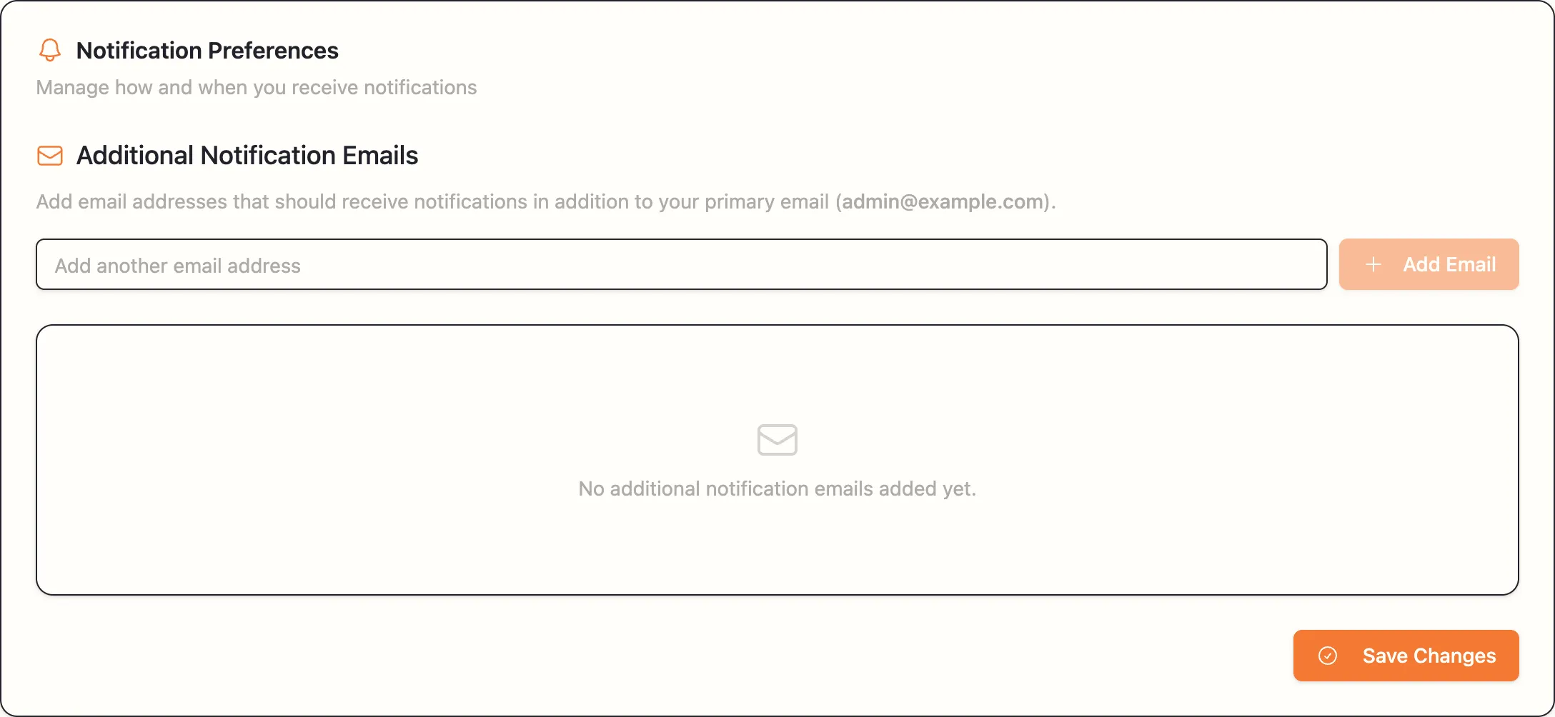 The Additional Notification Emails setting, where extra recipients are added to receive your reports